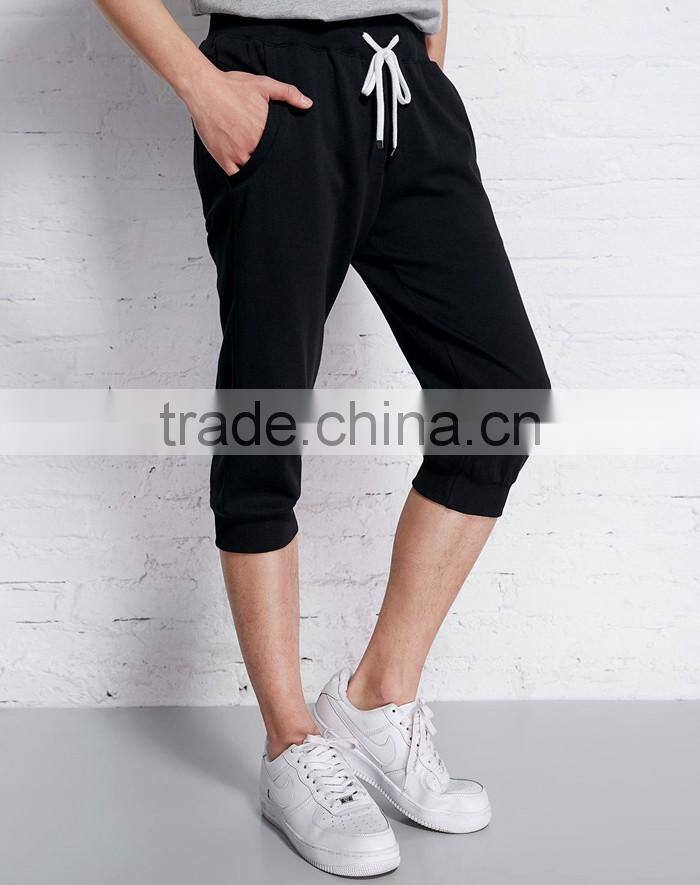 Cheap bulk customzied stylish black plain half pants for men