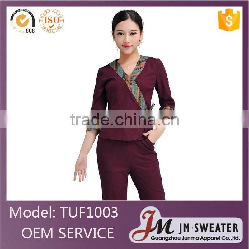 Latest worker design spa/beauty working uniform unique design uniform wholesale