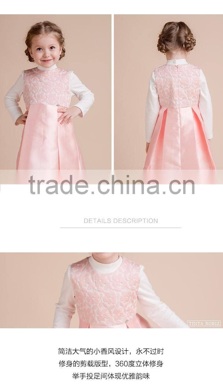 Girl's Pleated Satin Dress With Flower Printed High Quality Party Dress Designs For Girl Sleeveless Dress