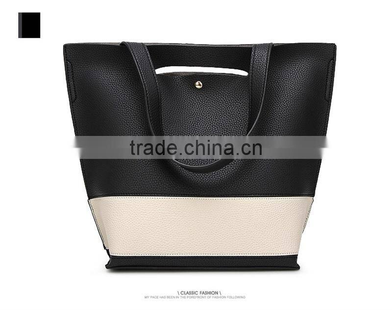 China Alibaba Designer Women Leather Handbag Contrast Shoulder Bag Fashion Style Top-Handle Female Casual Totes Bags