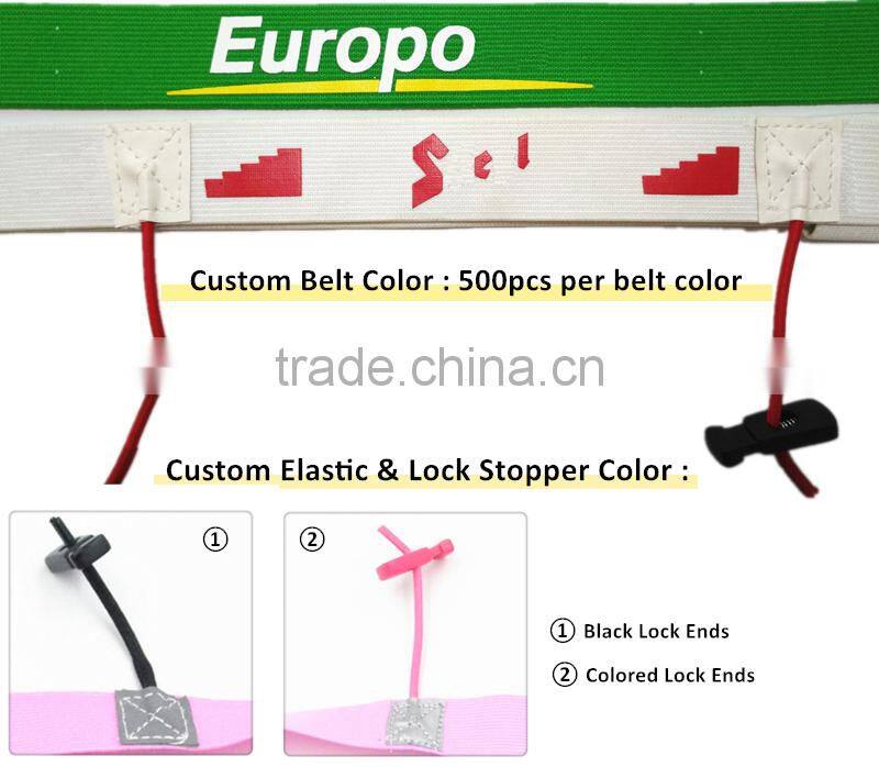 Customized Race Number Belt with Gel Holders - 6 belt colors - IronMan Triathlon Stretch Woven Logo Race Bibs Number Belt