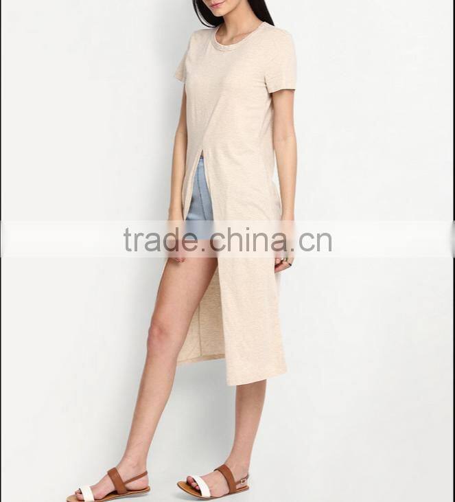 Women blank cotton longline design t shirt