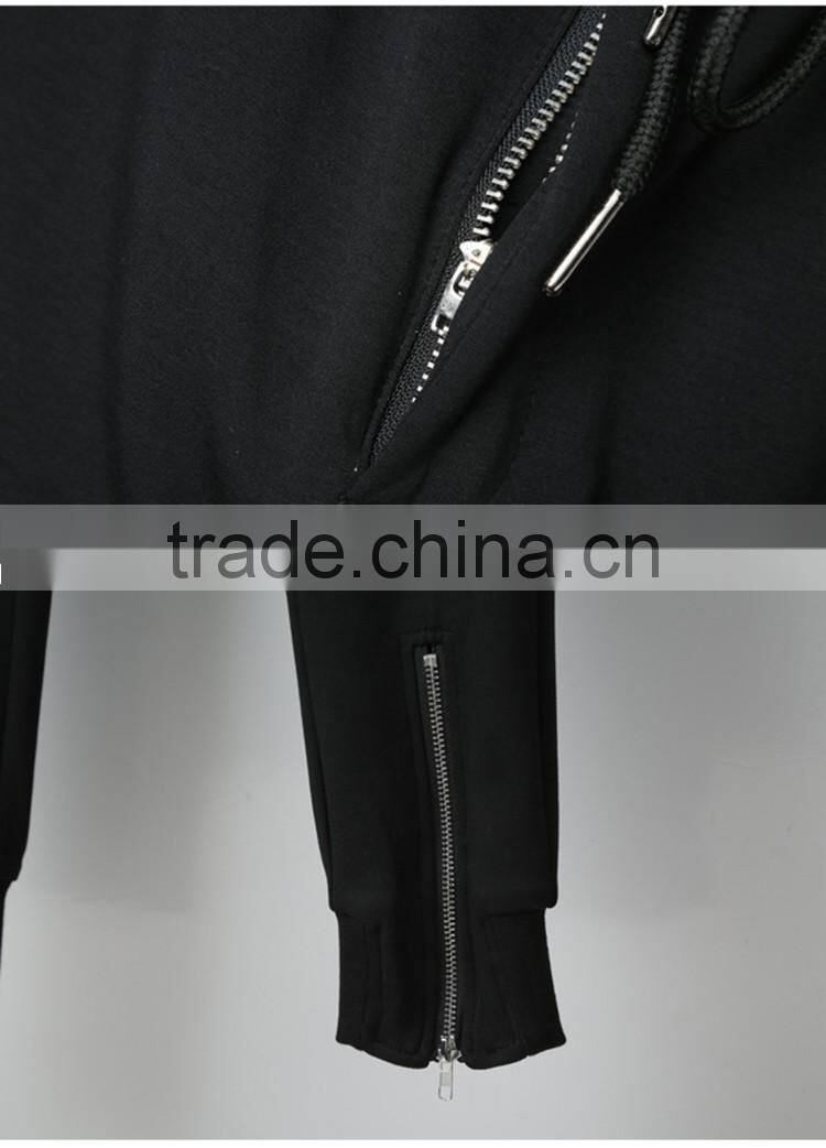 custom 100% cotton high quality fleece zipper jogger sweatpants with drawstring and pocket