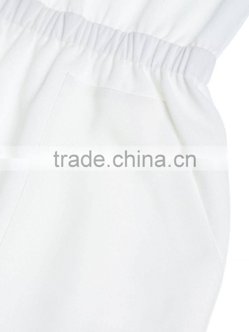 Ladies solid white color mid-long baggy dress