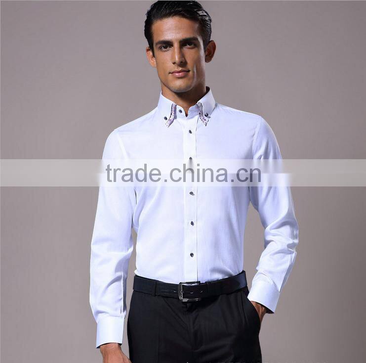 Printing double collar plain long sleeve spring & autumn fancy design t-shirt