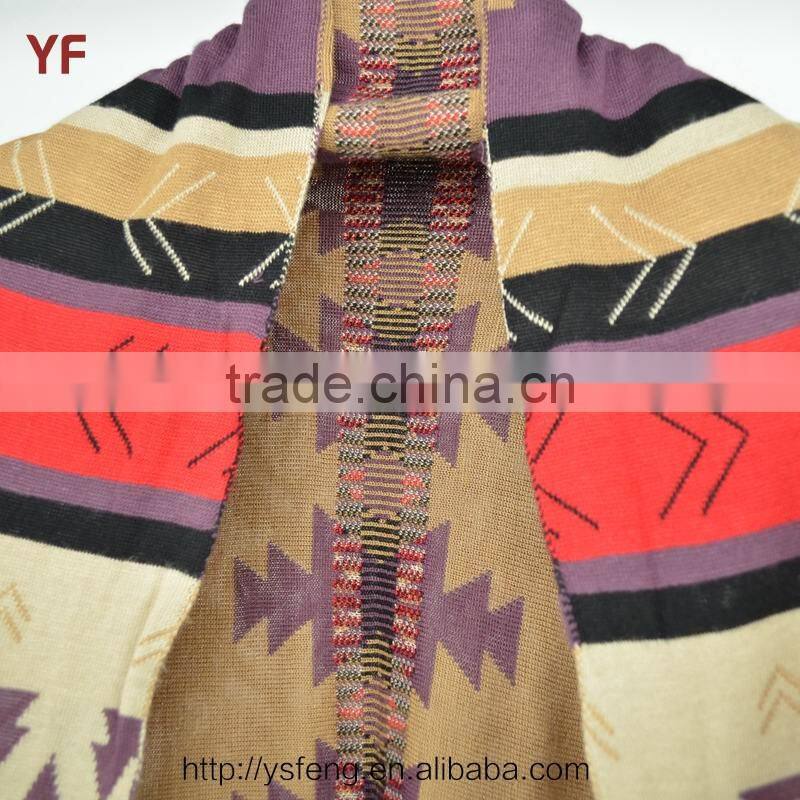 Women Fashion Knitting Pattern Poncho Sweater