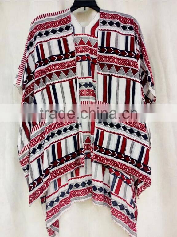 Hot sale fashion printed open kimono for women viscose cotton soft blouses