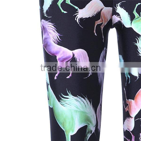 Fashion Girl's Colorful Horse Print Leggings Stretchy Sexy Leggings Pencil Pants