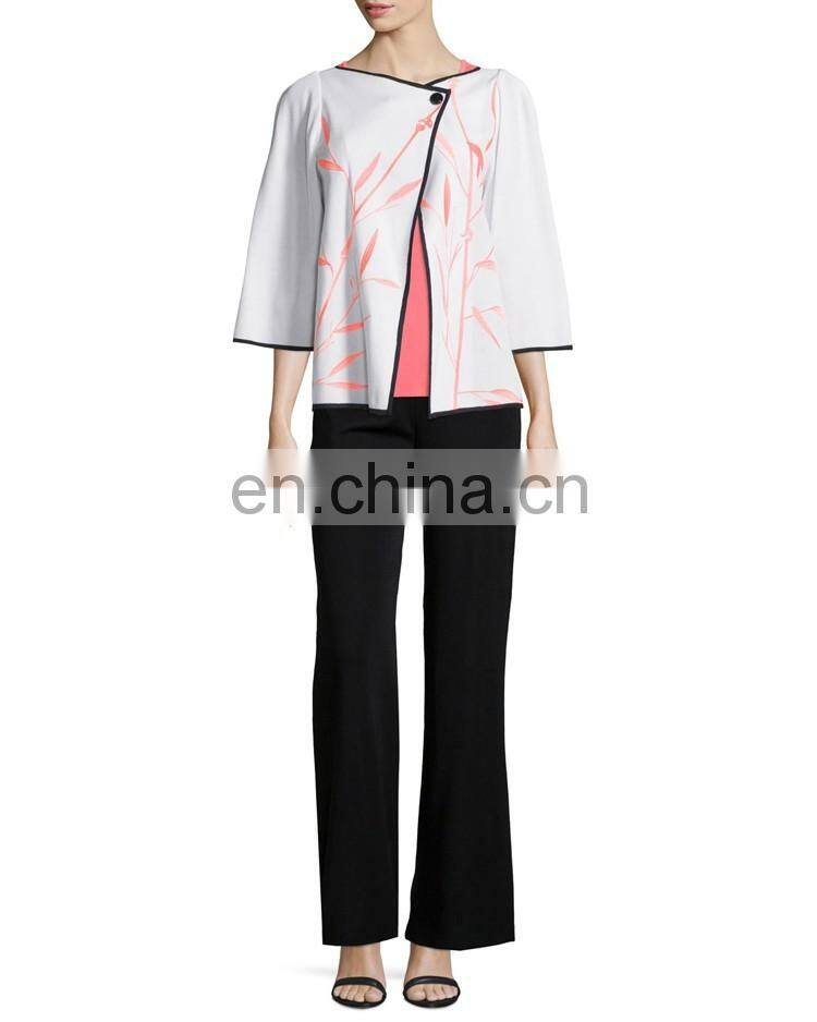 Bamboo-Print 3/4-Sleeve american Jacket jacket model for women