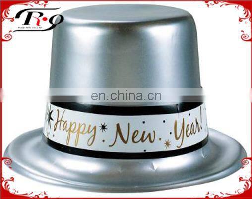 Happy New Years Plastic Silver Top Hat