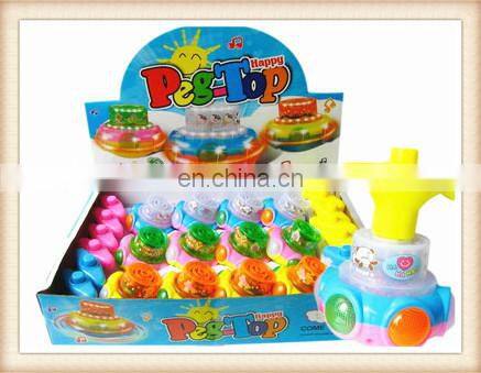 New product Plastic kids musical flash electric spinning top toy