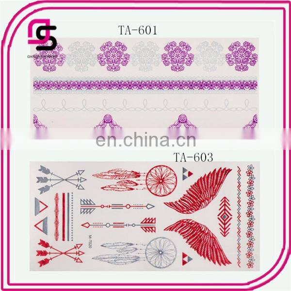 Spring design fancy tattoo sticker, metallic temporary tattoo