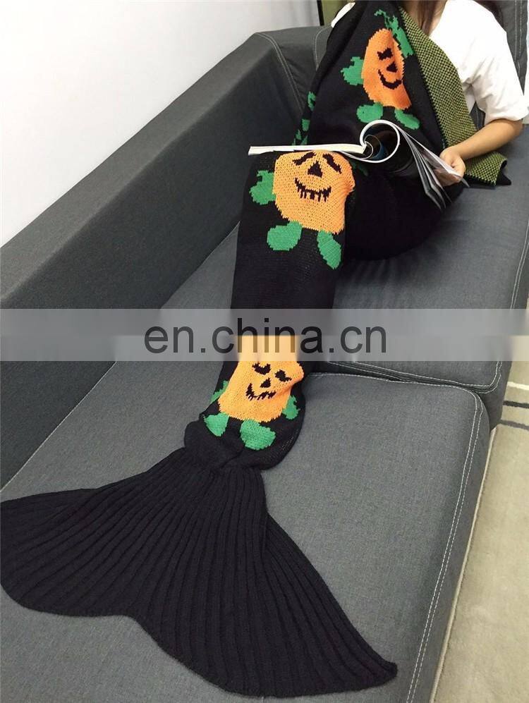Funny Pattern Mermaid Tail Blanket Crocheted Knitting Wool For Adult Kid Sofa Bed Sleeping Bag