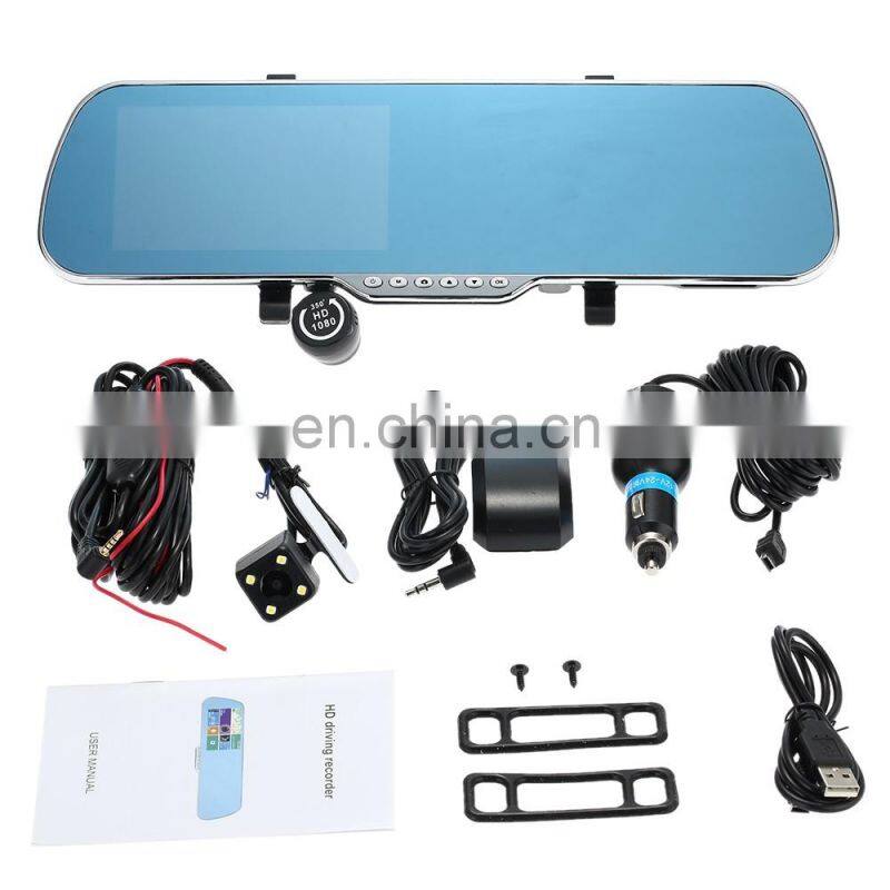1080P Car Camera Recorder 5" Android GPS Navigation Rear view Mirror DVR Dual Camera Bluetooth WIFI Night Vision