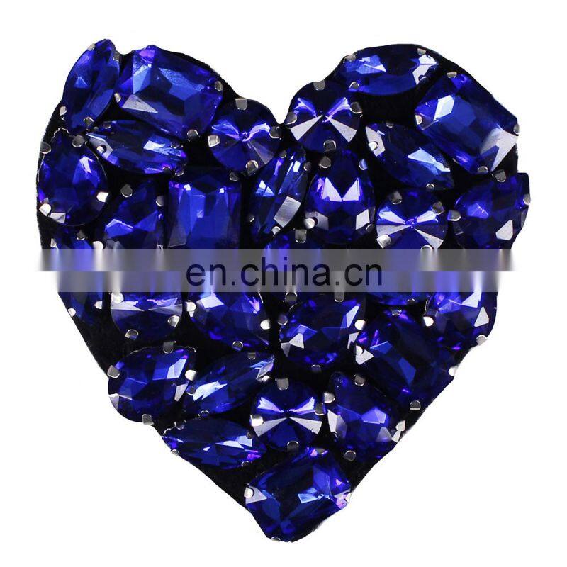 Hot!!! Beaded Crystal Navy Heart Patches Badges For Clothing