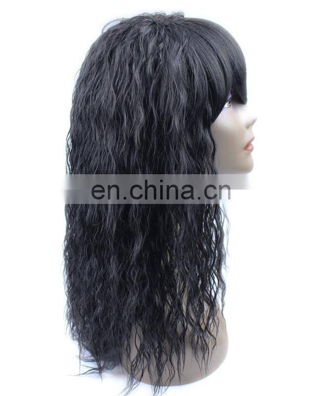 popular long natural black OEM synthetic kinky curl hair Wigs,kinky straight kankekare heat resistant wig