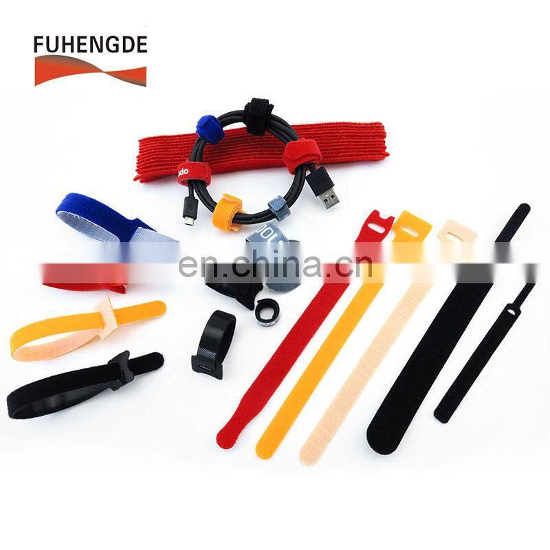 Logo printed customized Back to back double side hook loop cable tie