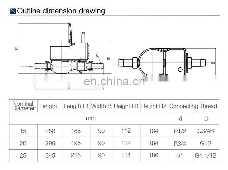 DN 15 GPRS remote wireless iot water meter