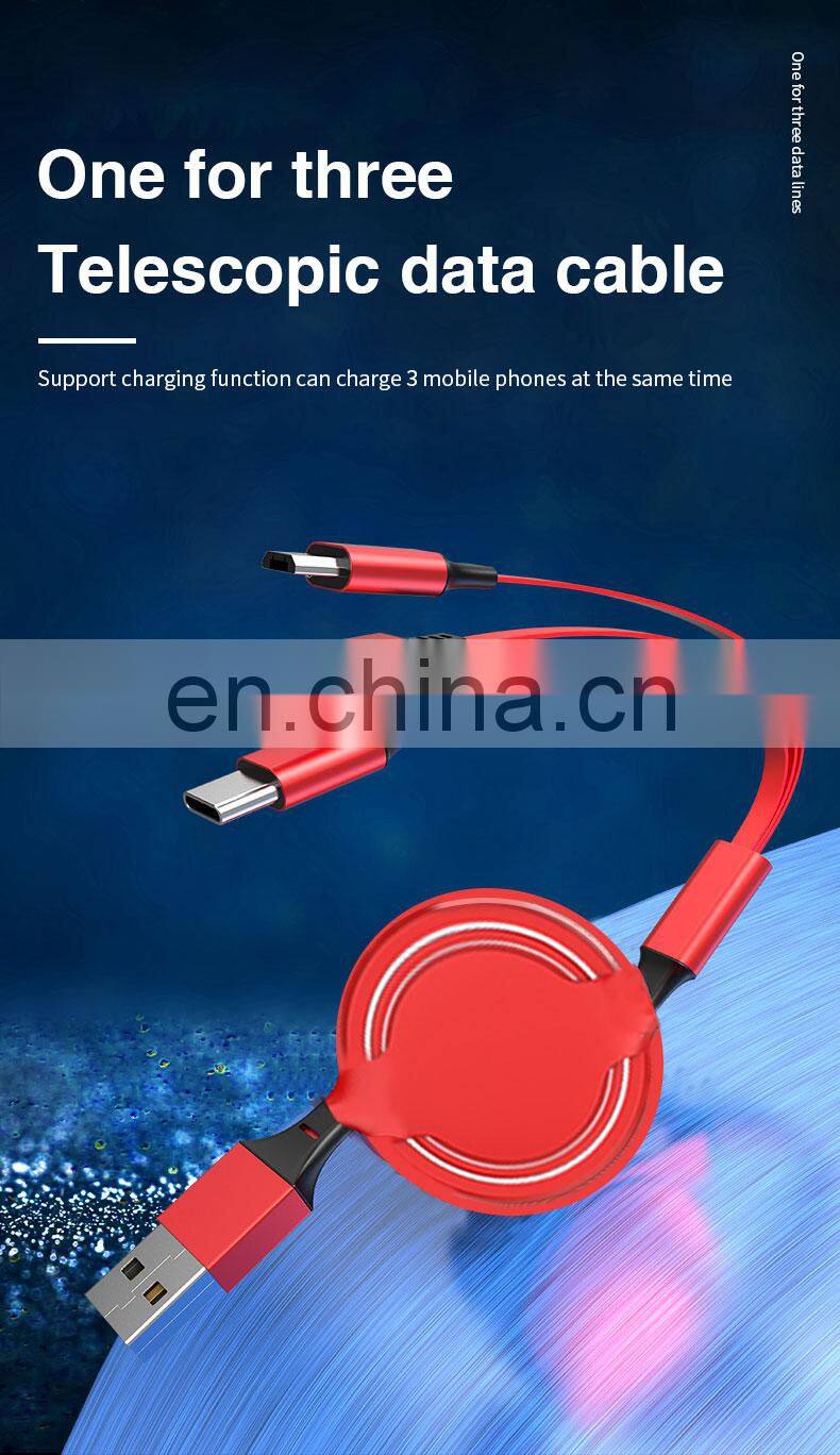 3 In 1 Usb Cable Micro Usb Fast Charging Nylon 1M 2A 2020 New Product Cable Original Factory Wholesale Data line cable