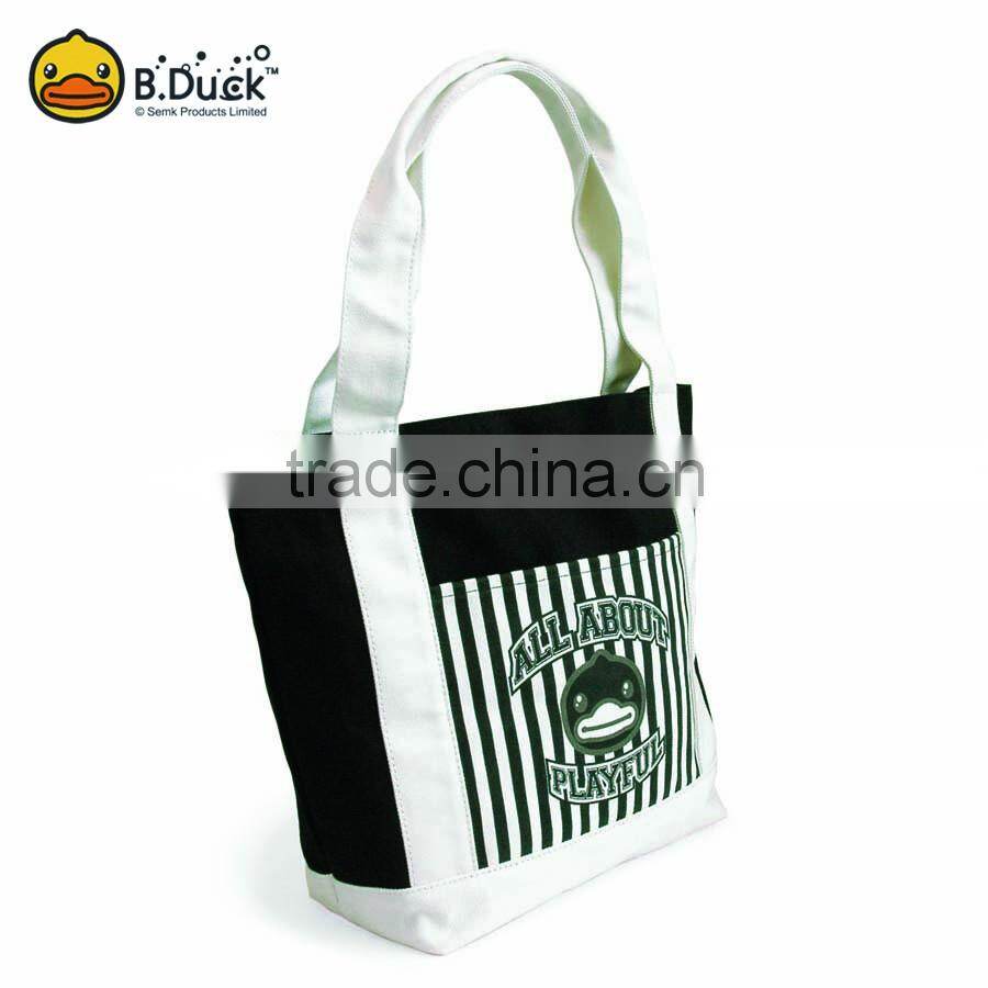 2016 fashion custom tote bag hot sale non woven black tote bag cotton for sale