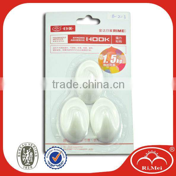 White self adhesive removable plastic back hooks