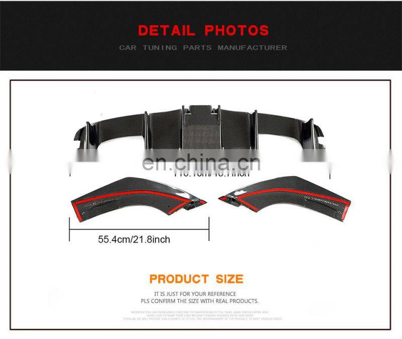 Carbon fiber rear diffuser three section with light for BMW M2 2016-2019