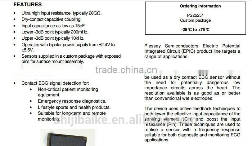 PS25251 EPIC Ultra High Impedance ECG Sensor QFN