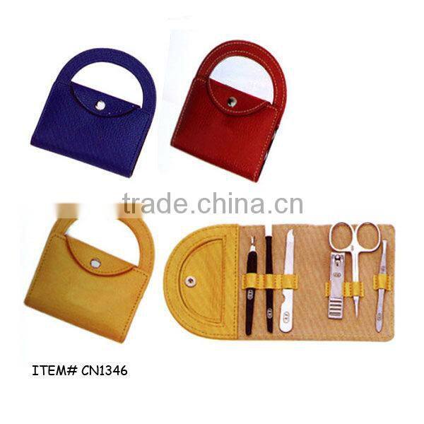 Small mirror inside portable manicure set