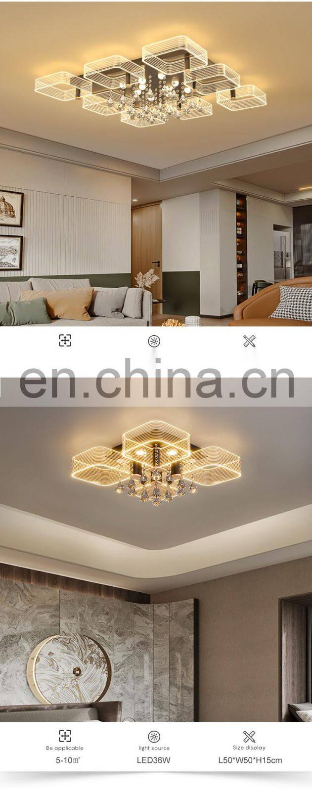 Wholesale Indoor Luxury Decoration Iron Acrylic 36 54 108 128 W Living Room Modern LED Ceiling Light