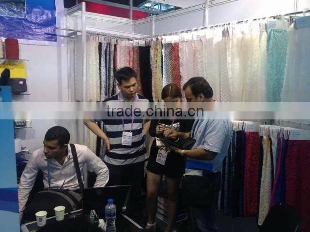 Black Cotton cord lace fabric embroidery chemical lace