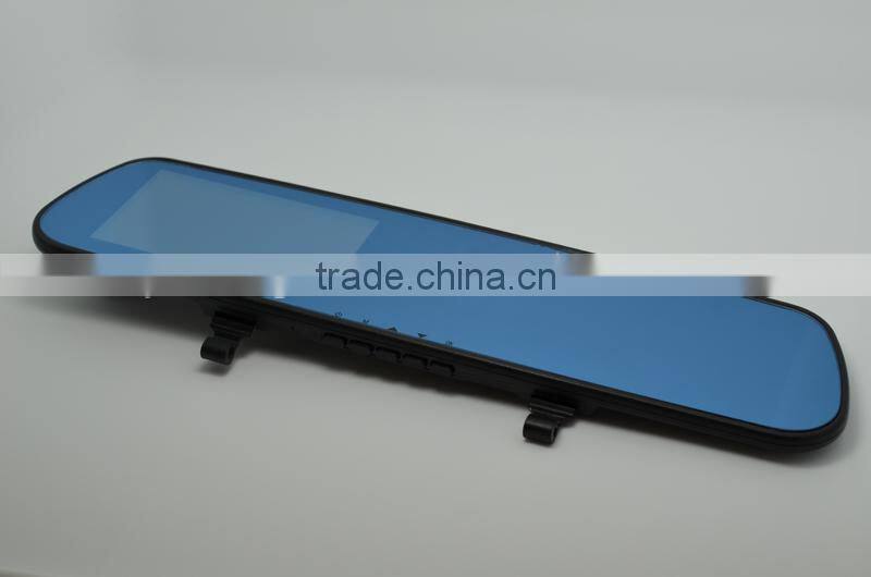 2014New arrival ! 140degree Angle View 4.3 inch LCD Dual lens car dvr H6 rearview mirror