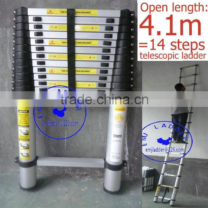 Aluminum 4.1M telescopic ladder hot selling in ebay.