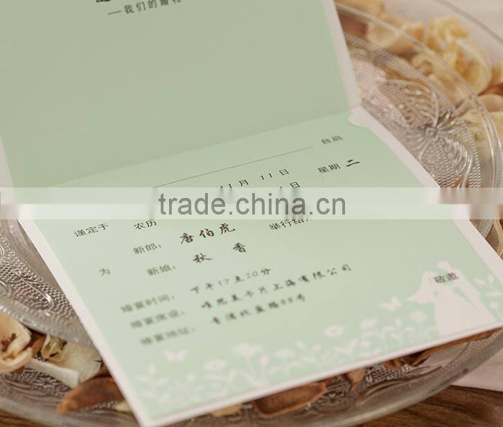 2016 Customized Popular 3D Pop Up Laser Out Wedding Invitation Card