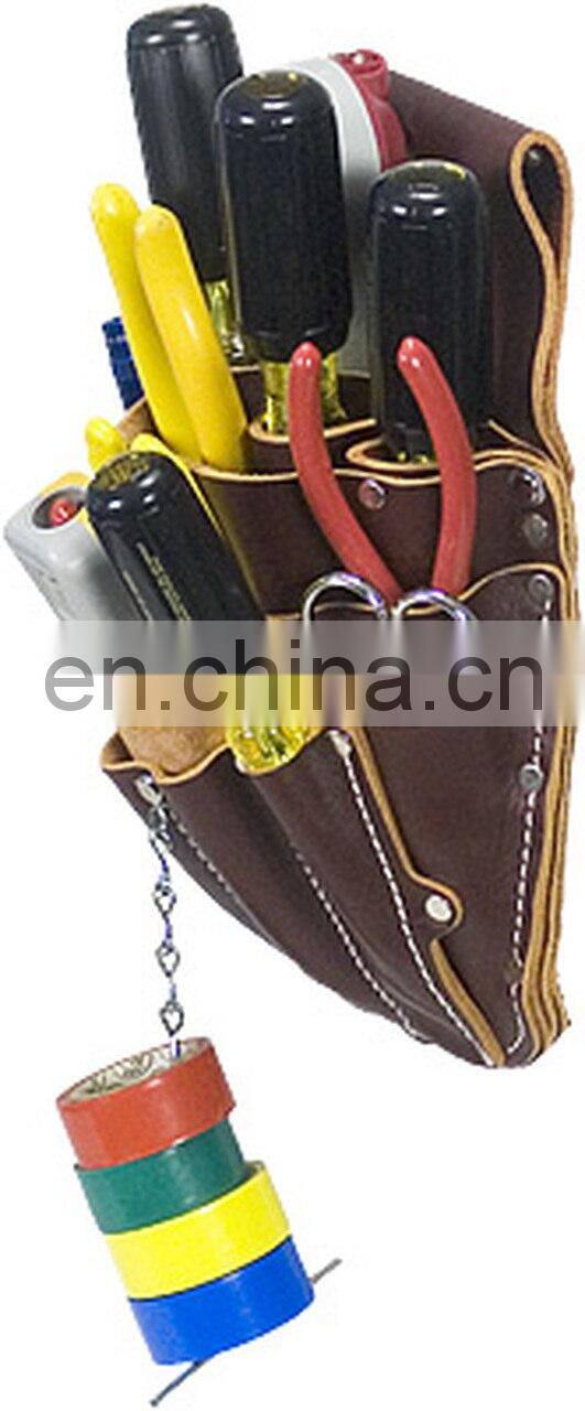 Brown Electrician Tool Bag Silver Green RISING STAR Leather Electrician Tool Pouch Bag