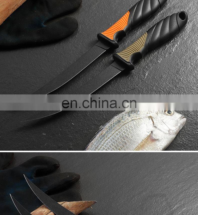 New TPR&ABS Fishing Knife Outdoor Camping Light Fish Fillet Knife with Black Coat and Scabbard Safety Fish Knife