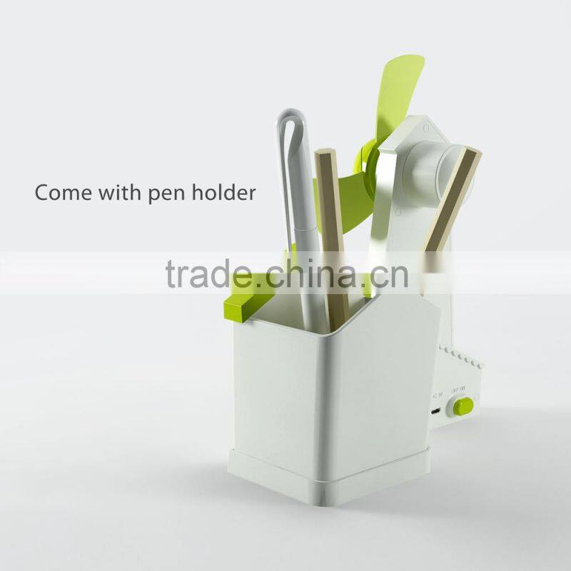 2015 new products USB air cooler fan mini fan with pen holder mini plastic fan