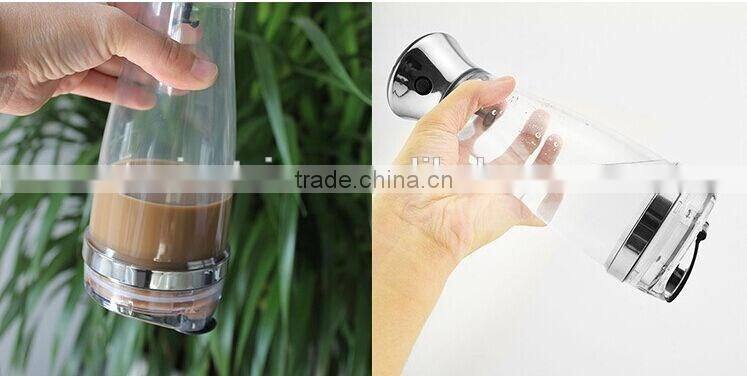 household Stainless steel and plastic electric shaker bottle