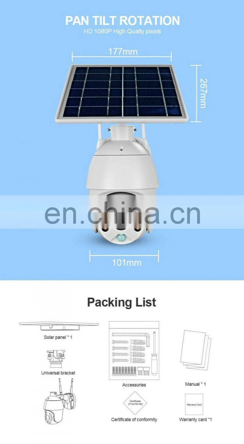 3MP Outdoor PTZ Solar CCTV XM Icsee PIRSecurity Solar WiFi Camera Q2