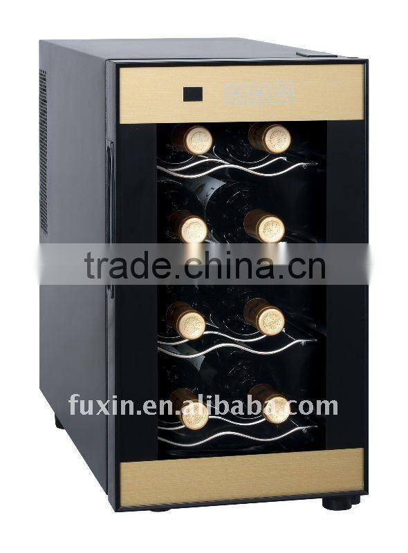 FUXIN:JC-23CFW .Bar top fridge with 8Bottles/ Mini wine chiller with Full Glass Door./wine refrigerator.