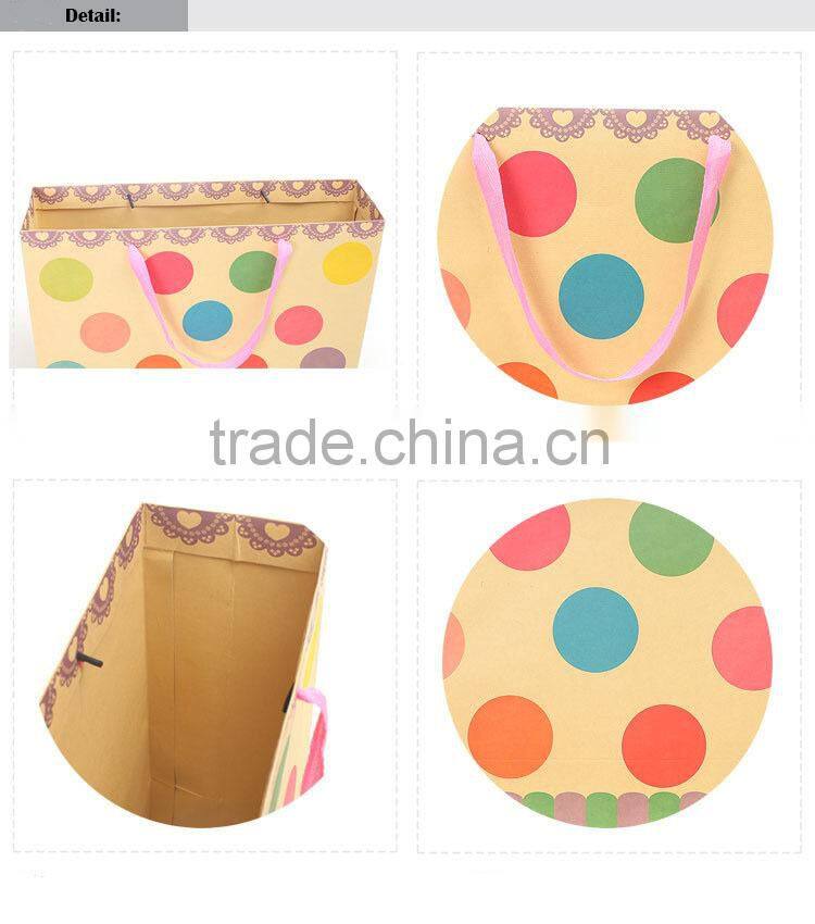 big colorful dot brown kraft paper shopping bags/gift bags