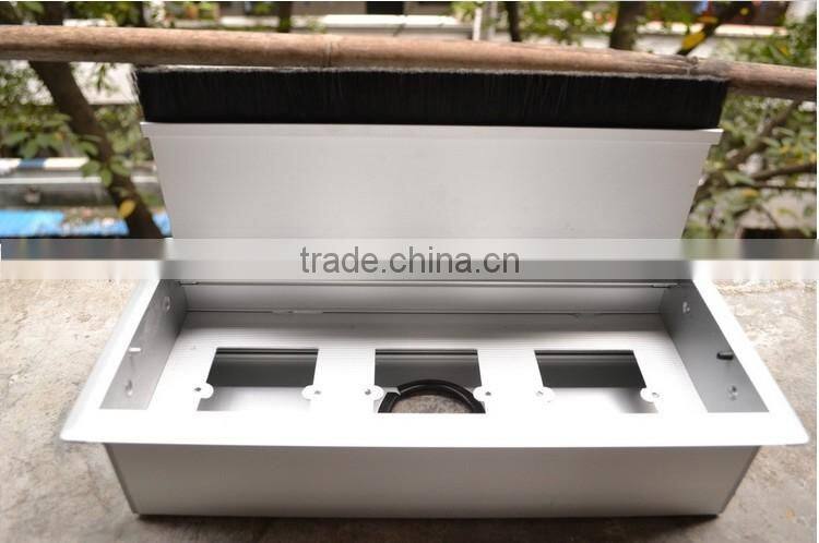 BW-T640A Office Furniture Wire Box For Table Top/Cable Management Cubby With Brush