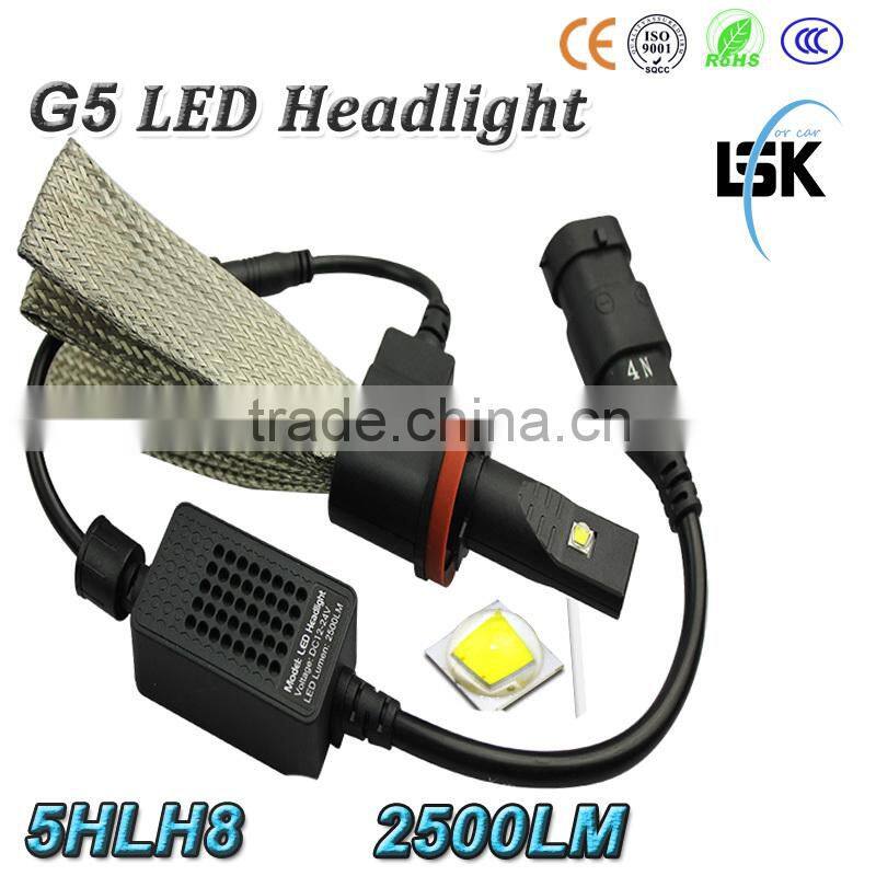 Efficient heat dissipation 2500LM 12V -24V g5 car H8 led headlight