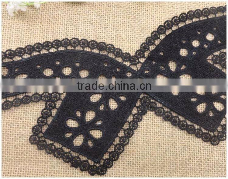 Factory Cheap 44cm*12.5 Water Suloble Nylon Black White Embroidery Neck trim lace collar for garment accessory