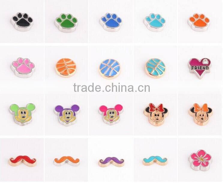 2015 new arrival colorful heart shaped floating lockets necklace