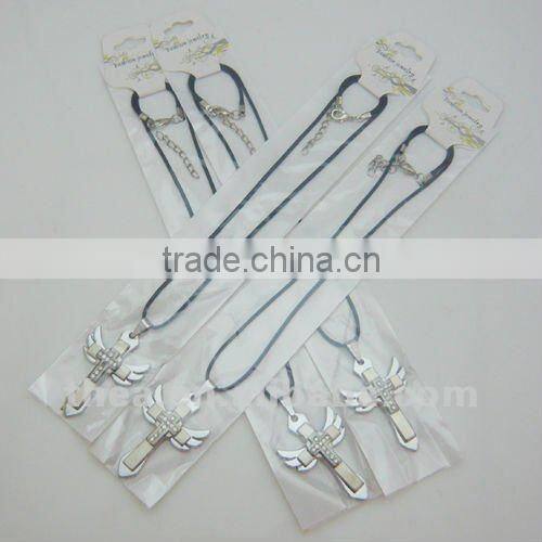 Trendy Europe style star necklace, angel's wing cross pendant necklace popular in Ameria