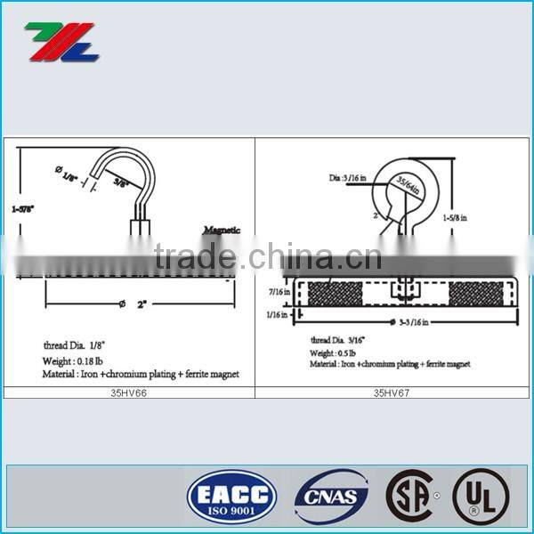 Ferrite 80mm Dia.Magnetic Mount Hook,57lb Chrome Plated