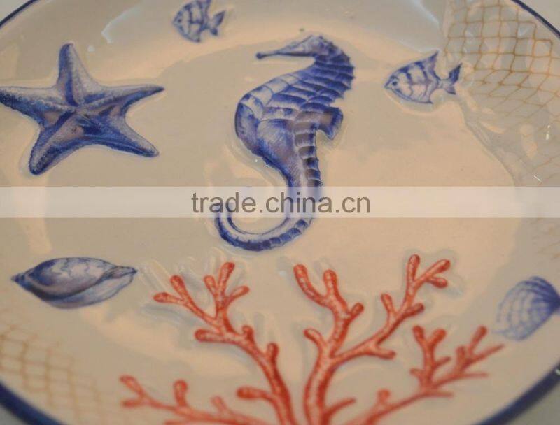 Marine series of embossed 3D ceramic home decor shell-shaped pendants