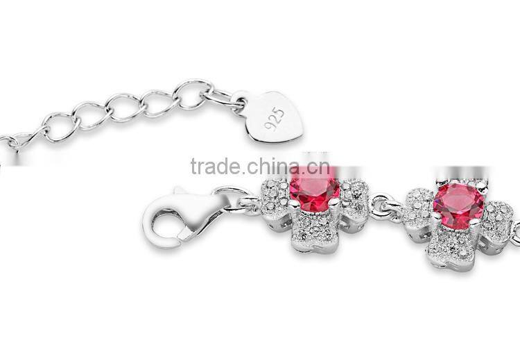CYW Guangzhou jewelry factory fashion high quality red color zircon ss925 silver bracelets