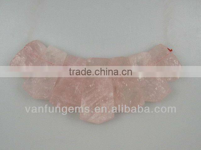 AB grade Madagascar Rose Quartz freeforom beads for necklace