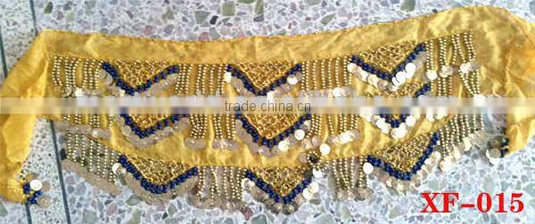 gold beaded hip belt with coins (XF-015)